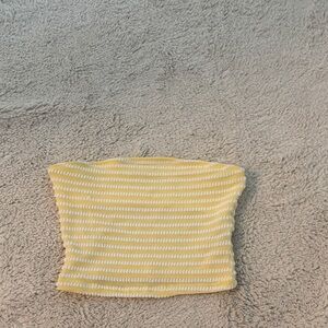 Yellow and White Striped Tube Top